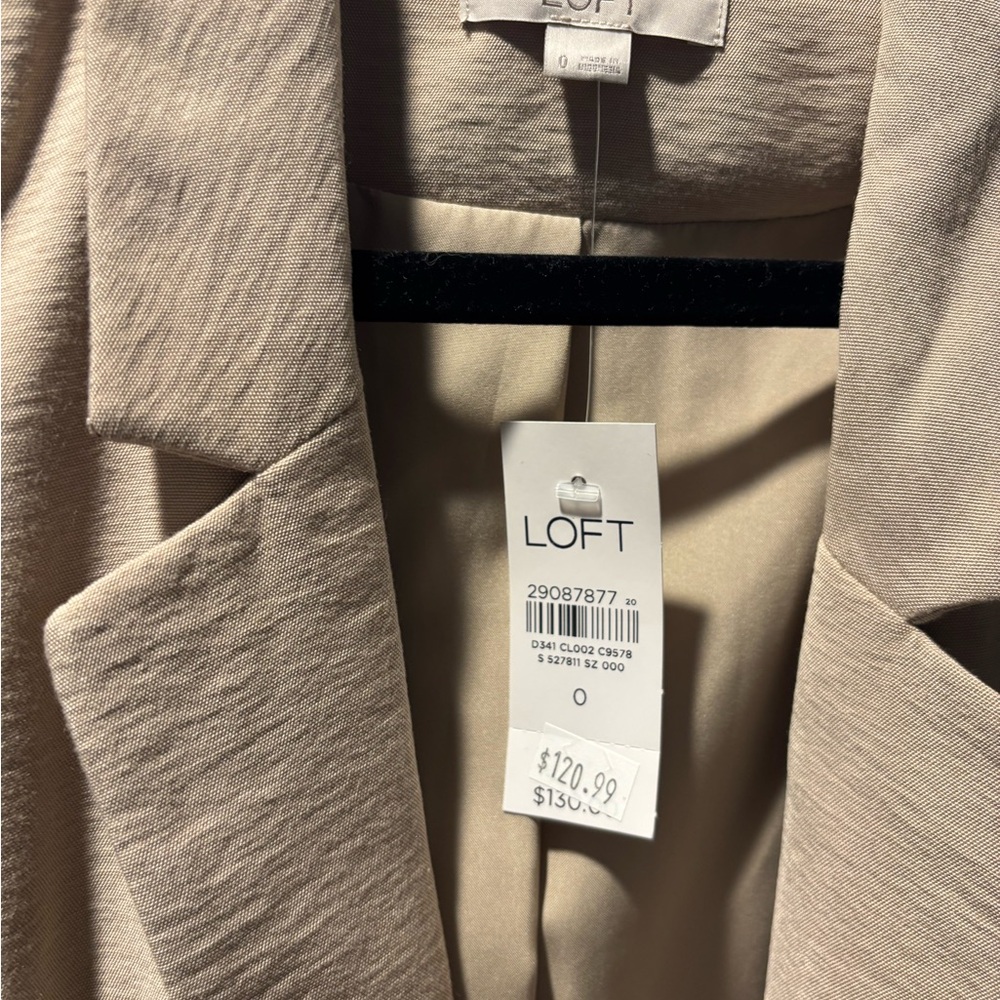 LOFT Taupe Open-Front Blazer Jacket - Picture 2 of 3